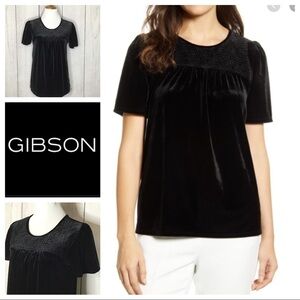 Gibson X Glam Motherchic smocked‎ yoke velvet Tee